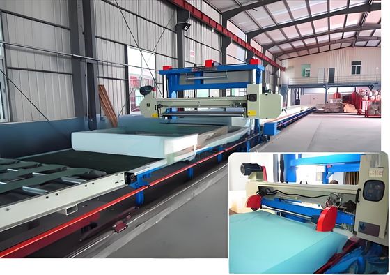 1650mm Panjang pisau 7.5KW Mesin pemotong busa horisontal dengan kontrol PLC Mitsubishi Servo Motors
